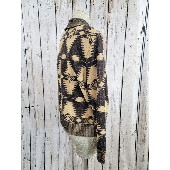 KSD Women's Medium St. John Aztec Pattern Knit Turtleneck Sweater Pullover Brown - Picture 8 of 15